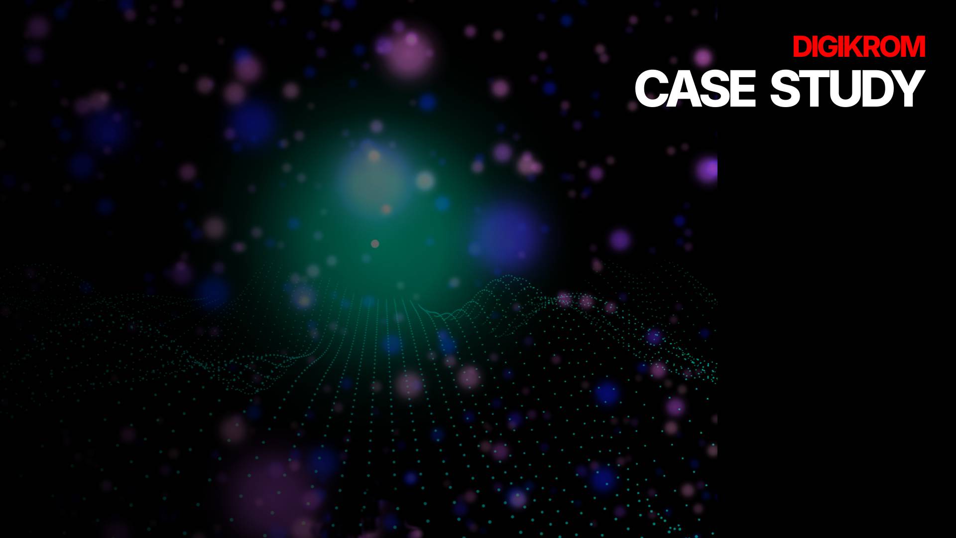 Branding banner reading 'DIGIKROM CASE STUDY' on a dark abstract space background with green glow and scattered light orbs