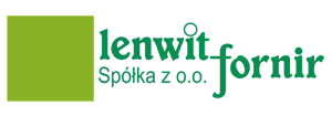 Logo for Lenwit Fornir Spółka z o.o., featuring a green square and teal text